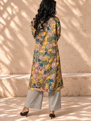 Exclusive, Authentic Kalamkari Cotton Loose Fit Kurta Set - Soft Grey Flora, (2 pc set)