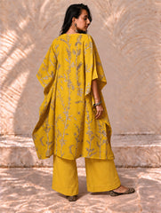 Exclusive, Authentic Kalamkari Silk Viscose Blend Kaftan Kurta Set - Bamboo Stems (2 pc set)