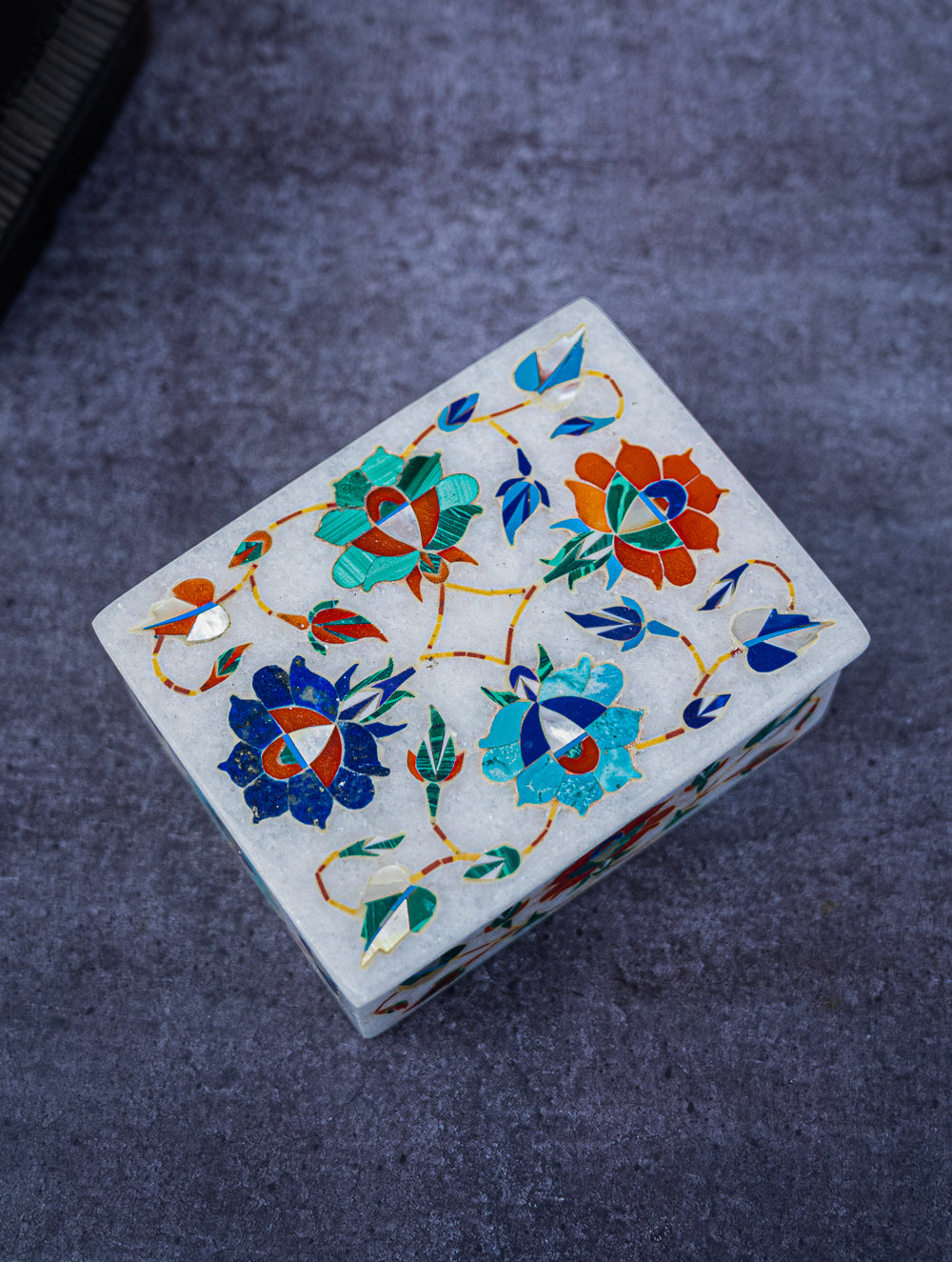 Floral Tapestry Marble Inlay Box