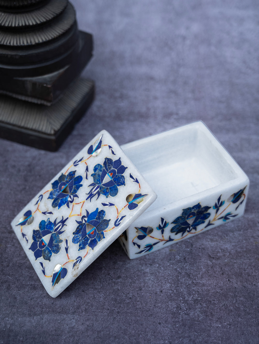 Floral Tapestry Marble Inlay Box