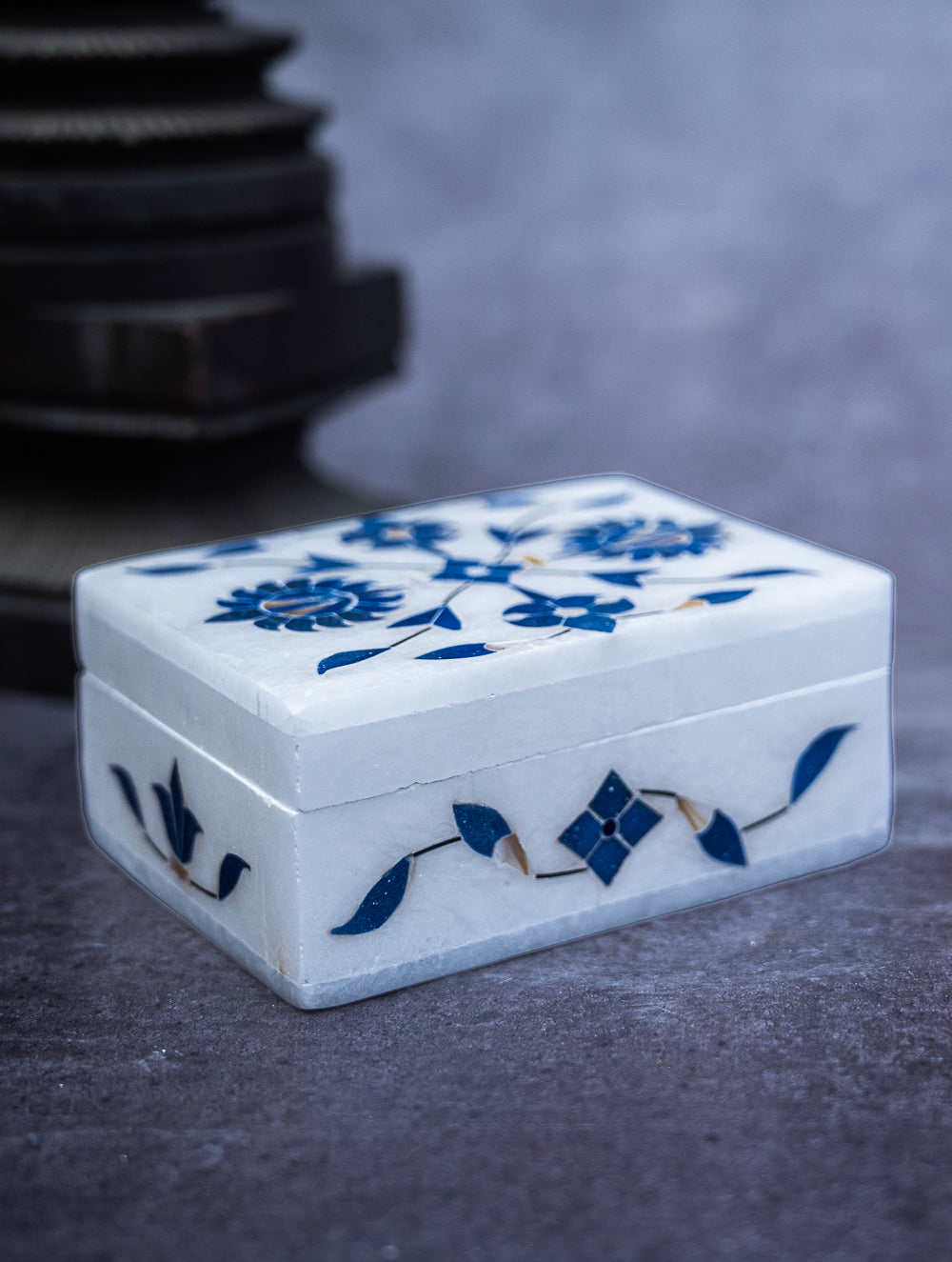 Floral Tapestry Marble Inlay Box