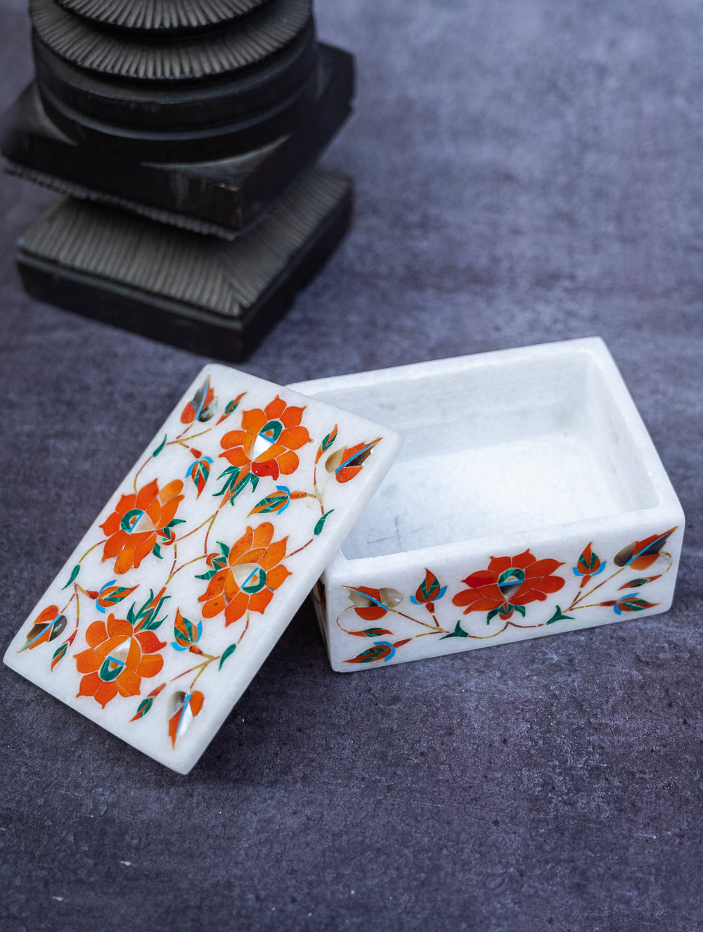 Floral Tapestry Marble Inlay Box