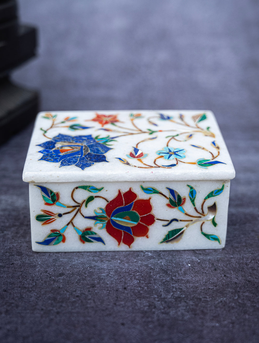 Floral Tapestry Marble Inlay Box