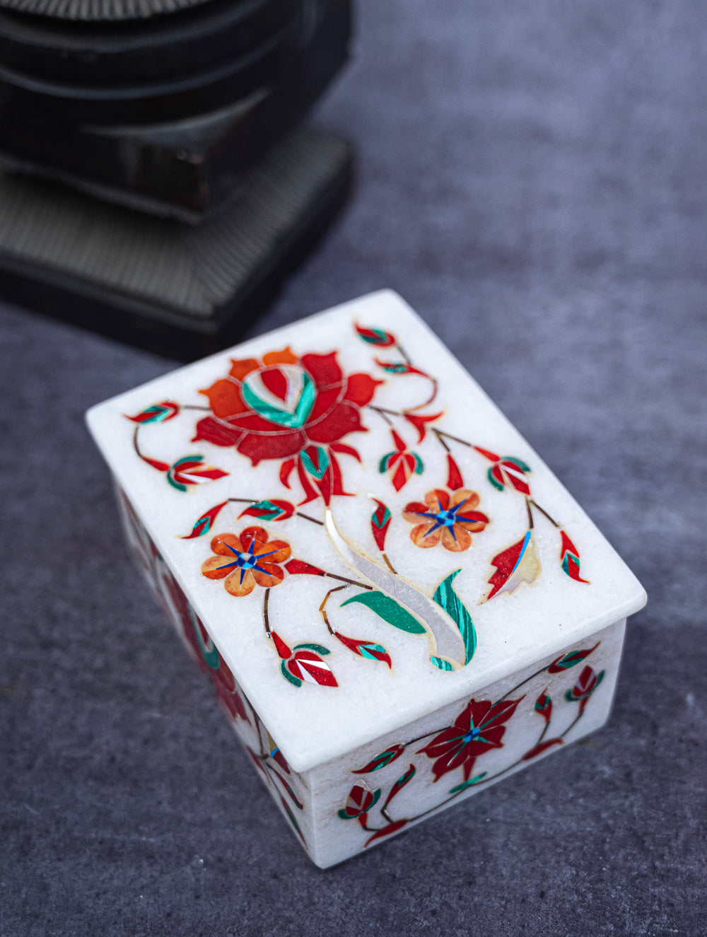 Floral Tapestry Marble Inlay Box