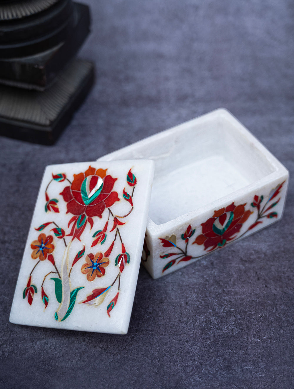 Floral Tapestry Marble Inlay Box