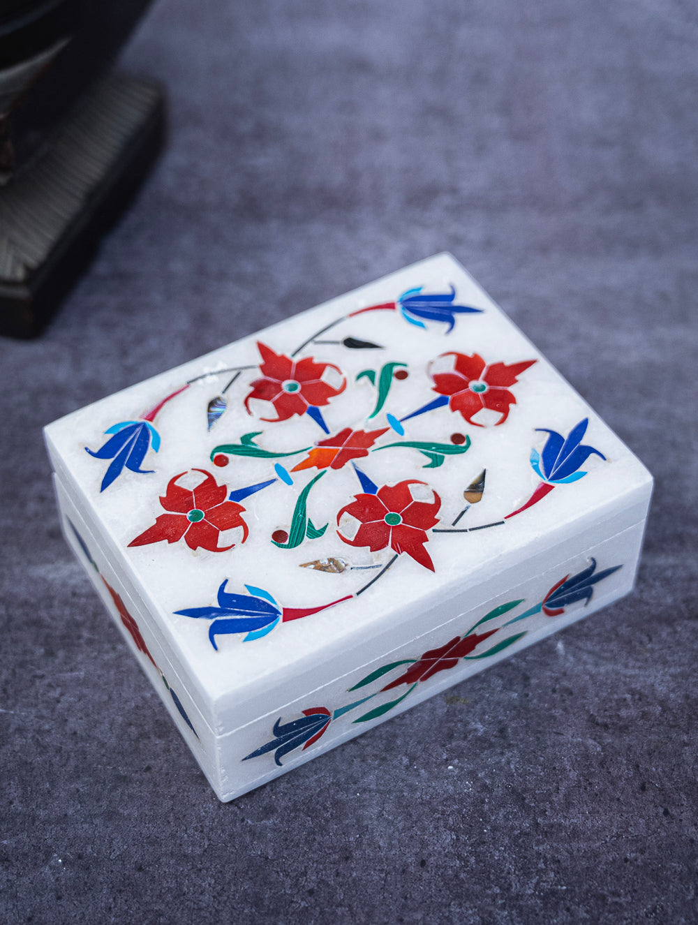 Floral Tapestry Marble Inlay Box