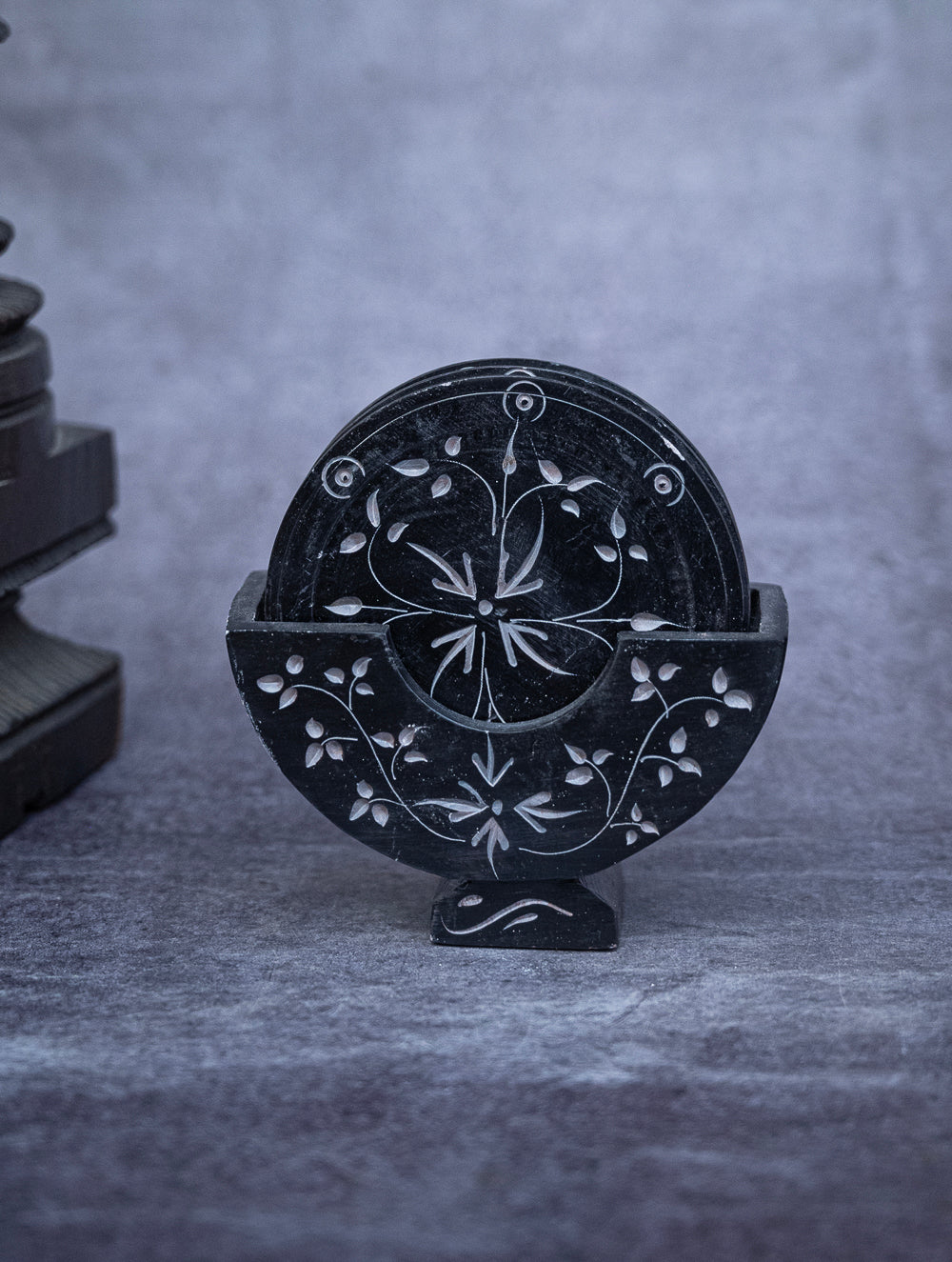 Floral Tapestry Marble Inlay Coasters