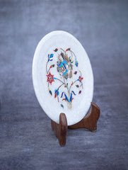 Floral Tapestry Marble Inlay Desk Curio