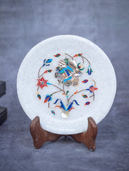 Floral Tapestry Marble Inlay Desk Curio