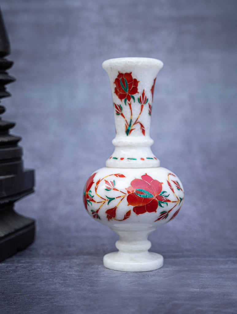 Floral Tapestry Marble Inlay Vase