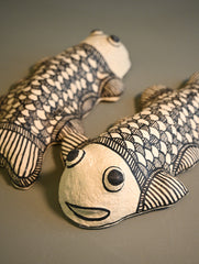 Handcrafted Madhubani Art Papier Mache Wall Accents - Piscine Pair (Set of Two)