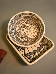 Hand Rendered Madhubani Papier Mache Organiser Trays - Mor Bagh (Set of Two)