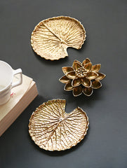 The India Craft House Heritage Gift Hamper - Waterlily and Sculpted Leaves (Set of 3)