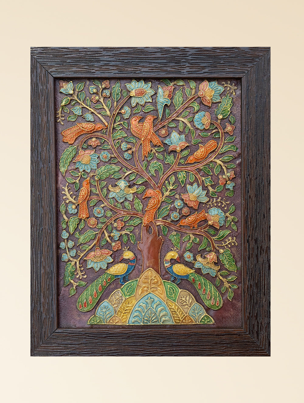 Hand-rendered Stone Dust Painting - Gulbahaar (Framed 15" x 13")