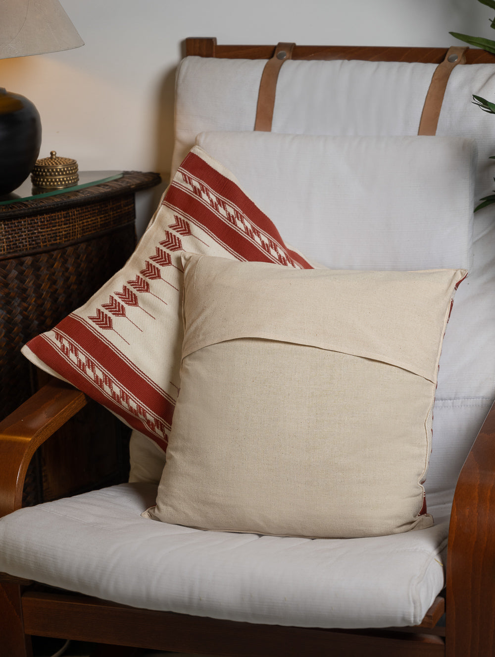 Hand Woven Kashida Pattu Cushion Covers - Red Arrows (Set of 2)