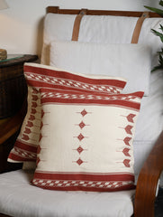 Hand Woven Kashida Pattu Cushion Covers - Red Arrows (Set of 2)