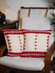 Hand Woven Kashida Pattu Cushion Covers - Red Arrows (Set of 2)