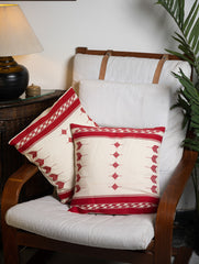 Hand Woven Kashida Pattu Cushion Covers - Red Arrows (Set of 2)
