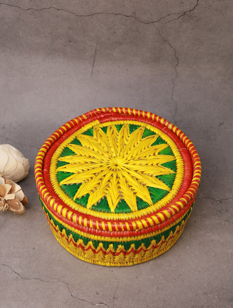 Handcrafted Bhadohi Multiutility  Basket - Yellow