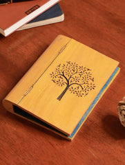 Handcrafted Wooden Engraved Paper Holder - Yellow