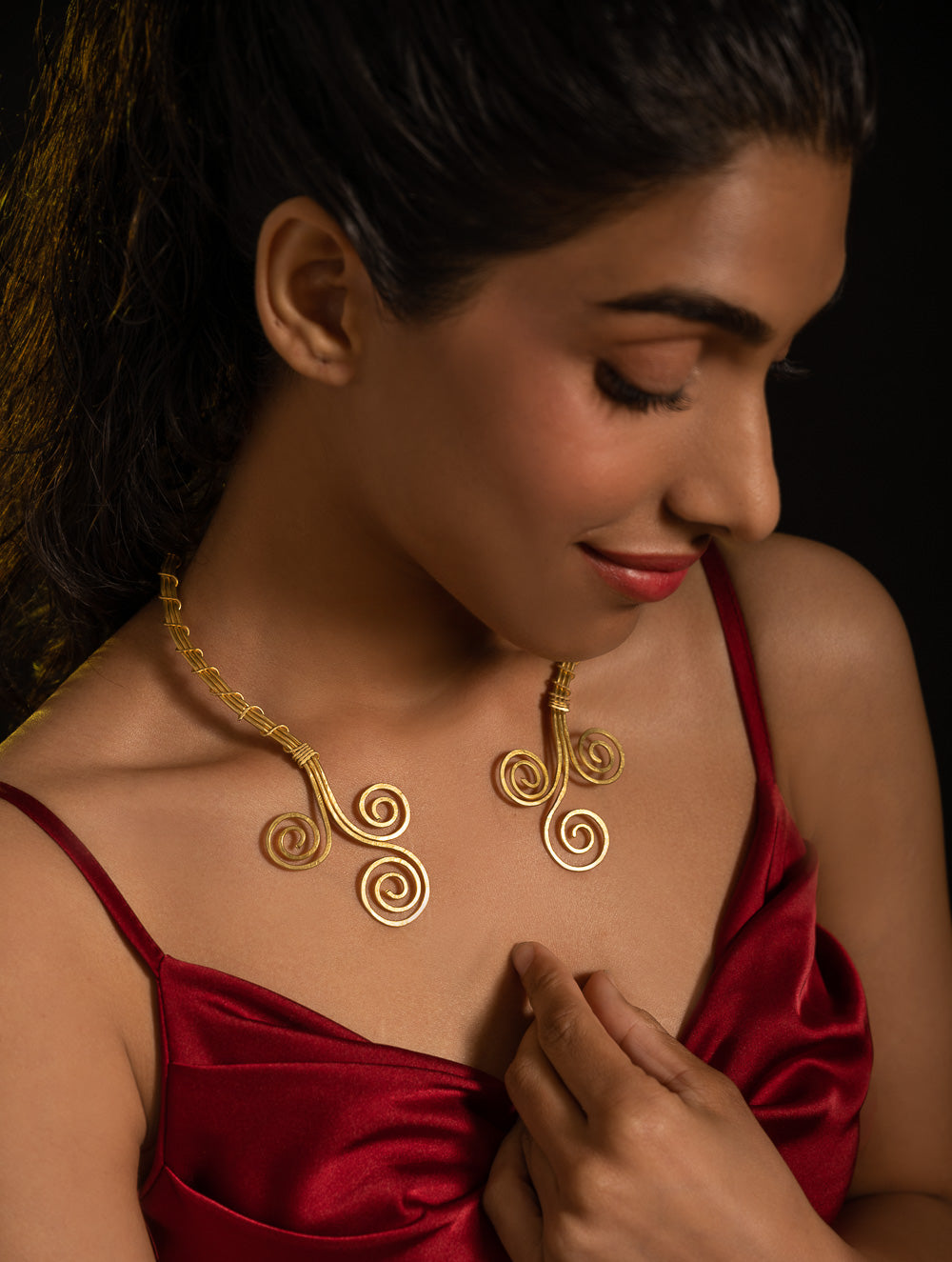 Handcrafted Brass Neckpiece - Vrittamala