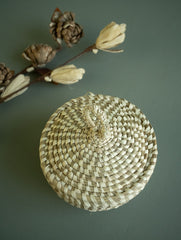 Handcrafted Cheend Kasa Round Utility Basket With Lid