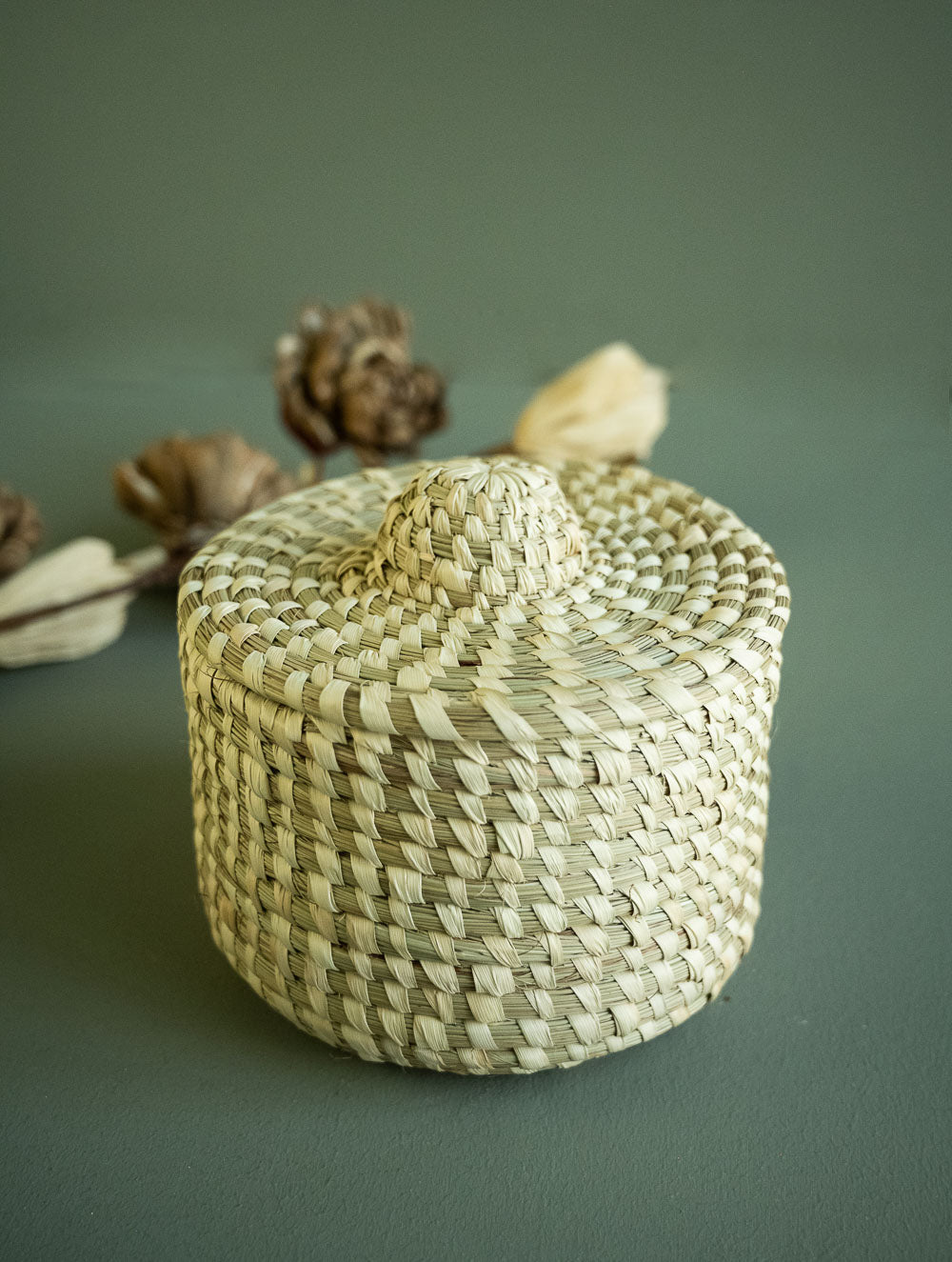 Handcrafted Cheend Kasa Utility Basket With Lid