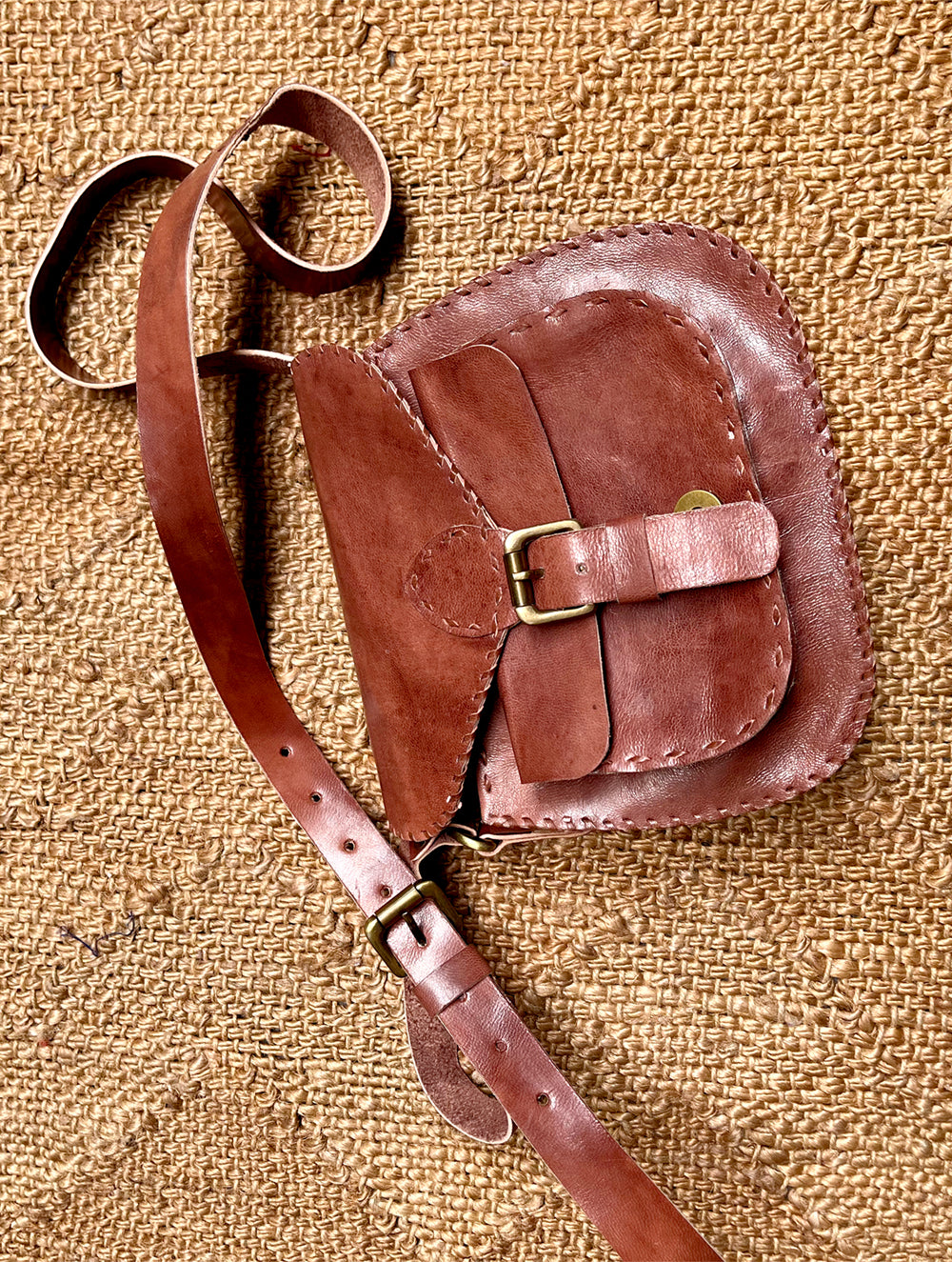 Handcrafted Jawaja Leather Sling Bag with Buckle