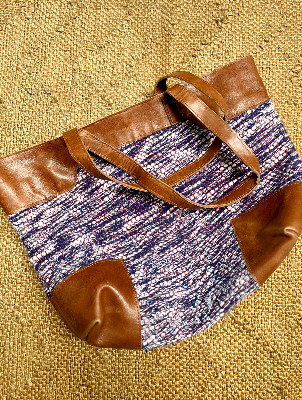 Handcrafted Jawaja Leather Tote with Patch