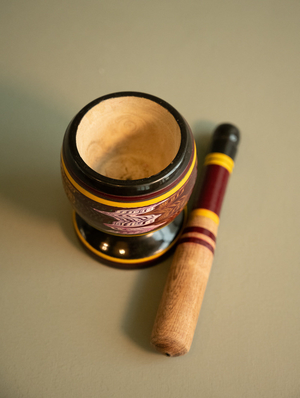 Handcrafted Wooden Cutlery in Kutch Lacquer Craft - Mortar and Pestle