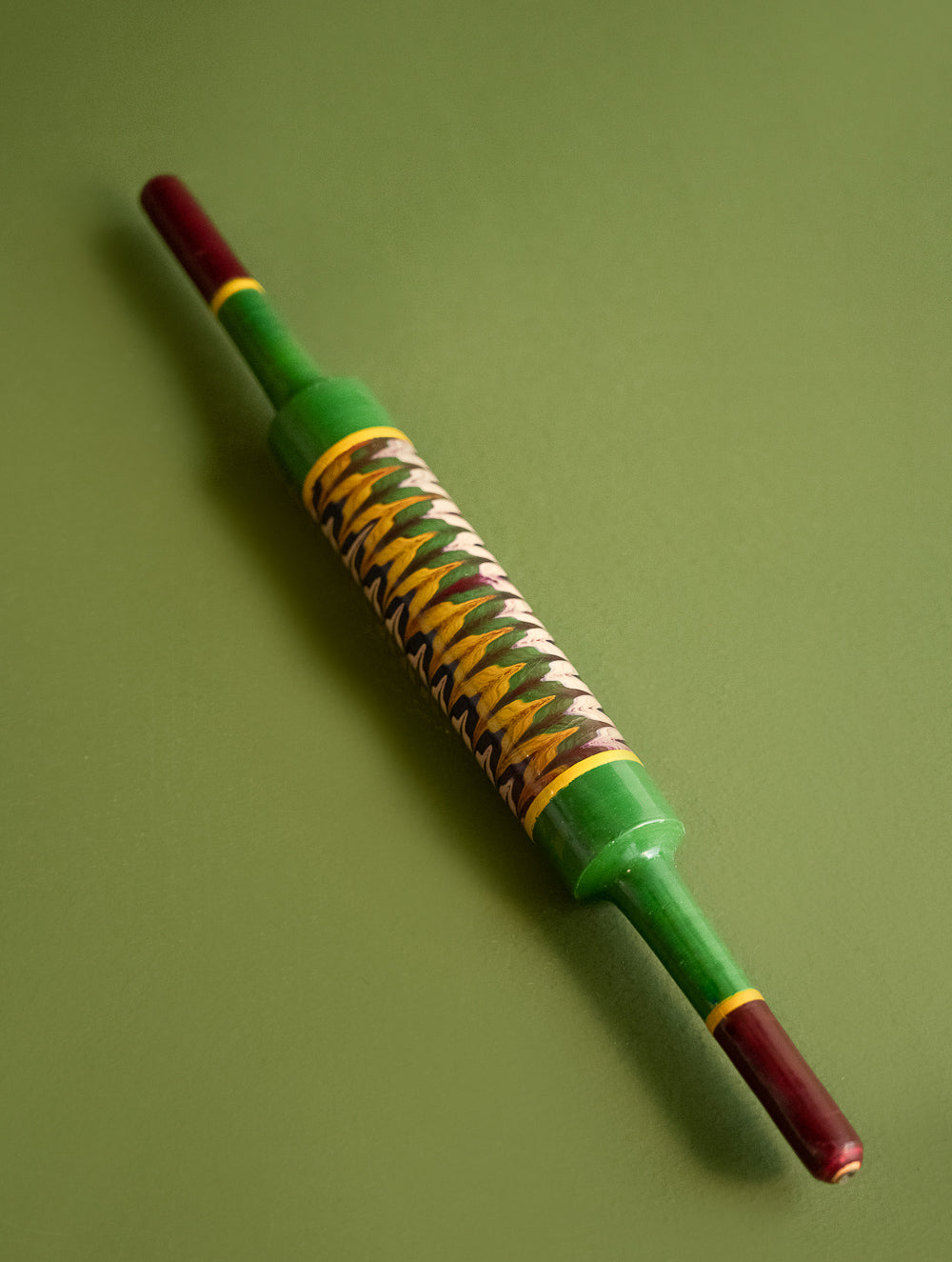 Handcrafted Wooden Cutlery in Kutch Lacquer Craft - Rolling Pin in Green