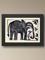 Handpainted Khovar Painting - Gaja Saubhagya (Unframed, Different Sizes available)