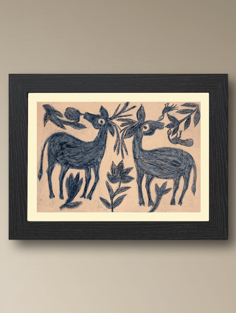 Handpainted Khovar Painting - Mrig Joda (Unframed, Different Sizes available)