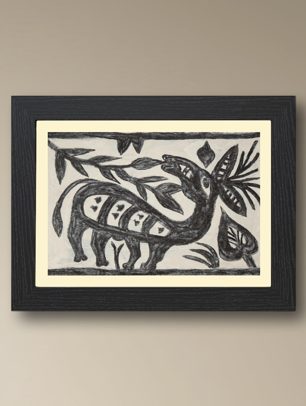 Handpainted Khovar Painting - Mriga Vachan (Unframed, Different Sizes available)
