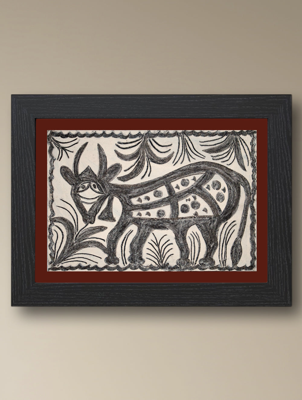 Handpainted Khovar Painting - Vrishabh Sankalp (Unframed, Different Sizes available)