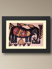 Handpainted Sohrai Painting - Gaja Rakshaka (Unframed, Different Sizes available)