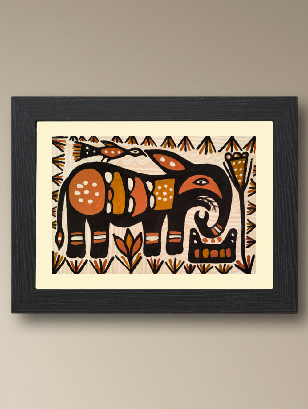 Handpainted Sohrai Painting - Griha Gaj (Unframed, Different Sizes available)