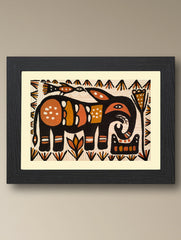 Handpainted Sohrai Painting - Griha Gaj (Unframed, Different Sizes available)