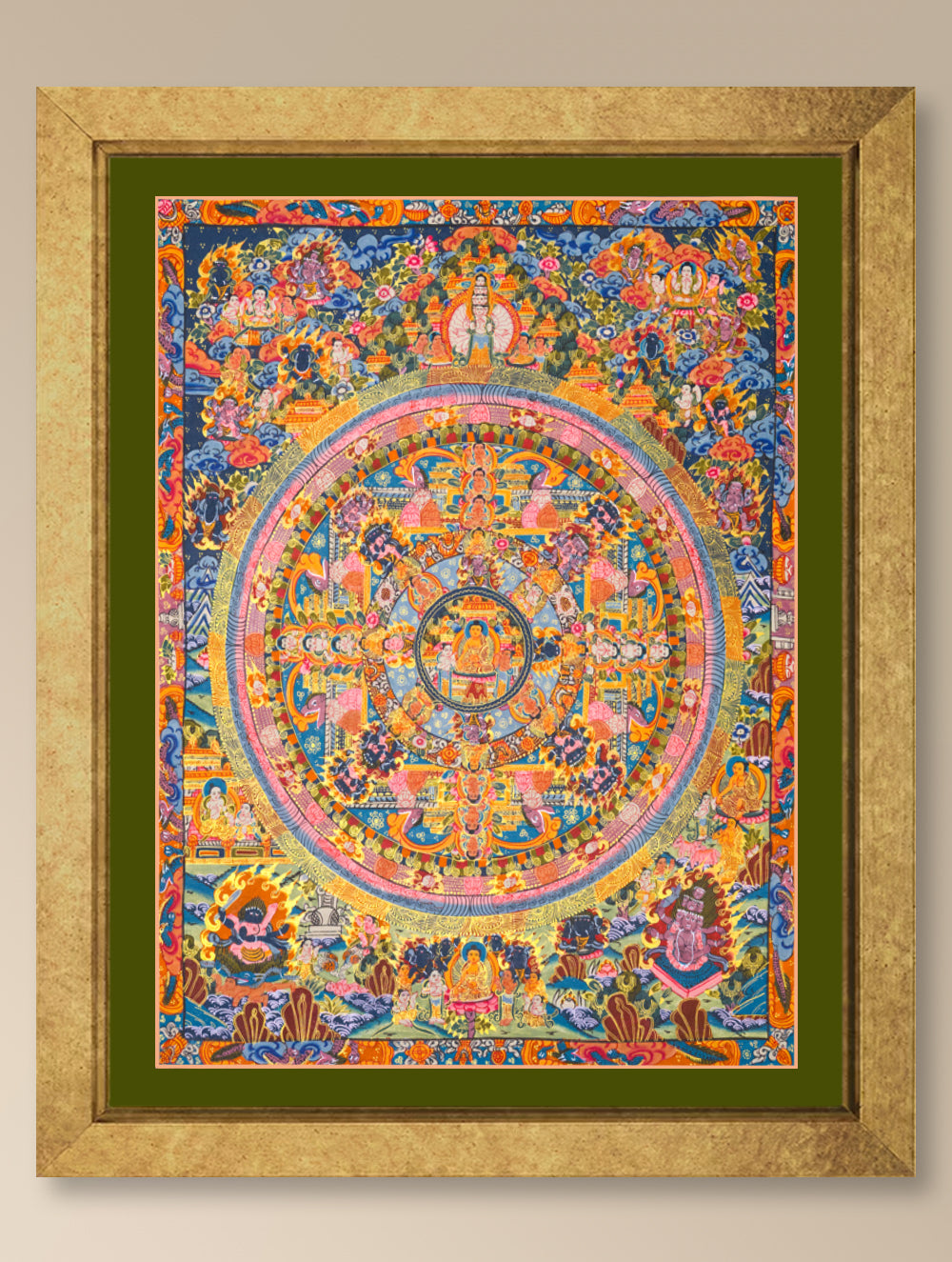 Handpainted Thangka Painting - The Buddha Mandala (Unframed Height - 20" x Width - 15")