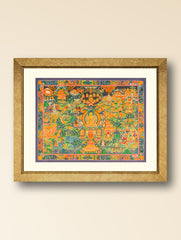 Handpainted Thangka Painting Large - Jataka, The Life of Buddha (Unframed Height - 24" x Width - 32")