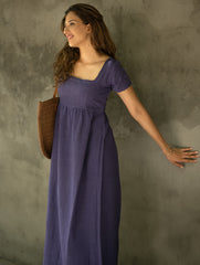 Handwoven Elegance. Organic Kala Cotton Long Dress - Deep Lavender