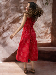 Handwoven Ikat Button Down Dress - Scarlet Strokes