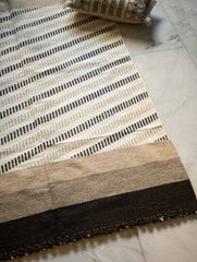 Handwoven Jawaja Rug - Beige Stripes (6ft x 4ft)