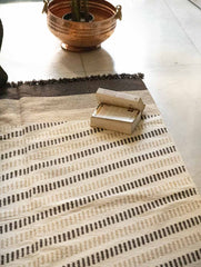 Handwoven Jawaja Rug - Beige Stripes (6ft x 4ft)