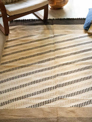 Handwoven Jawaja Rug - Beige Stripes (6ft x 4ft)