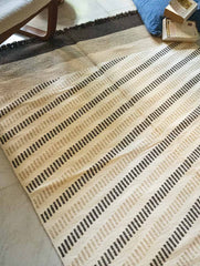 Handwoven Jawaja Rug - Beige Stripes (6ft x 4ft)