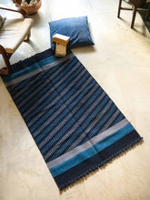 Handwoven Jawaja Rug - Blue Diagonals (5ft x 3ft)