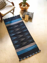 Handwoven Jawaja Slim Rug - Blue Patterns (5ft x 2ft)
