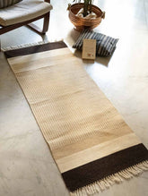 Handwoven Jawaja Slim Rug - Cream Lines (5ft x 2ft)