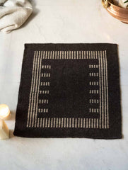 Handwoven Jawaja Small Rug - Brown Squares (2ft x 2ft)